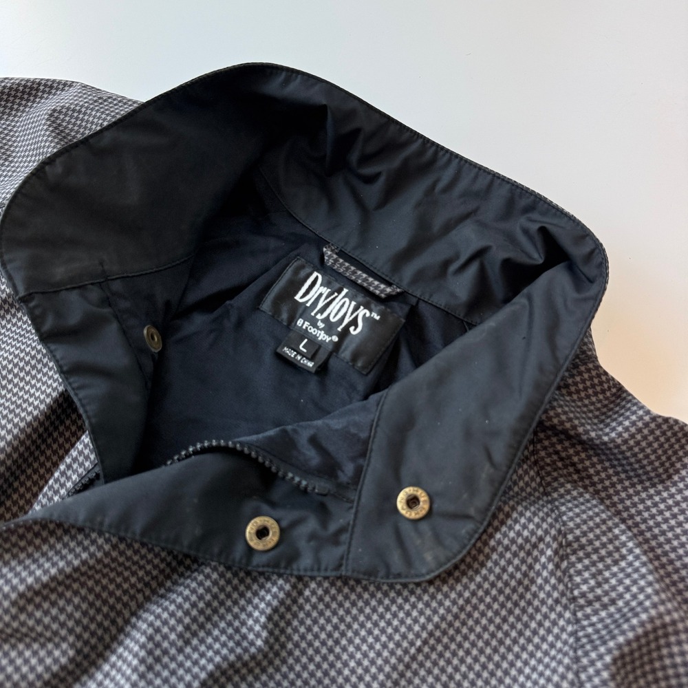 FootJoy DryJoys Houndstooth Gray Black Polyester Golf Rain Jacket Mens Large - Picture 3 of 6